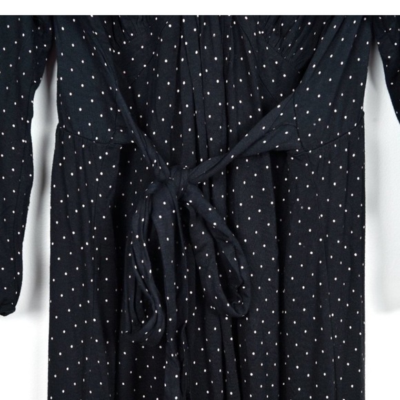 Motherhood Maternity Black Long Sleeve Polka Dot Tie Wrap Midi Dress Sz XL - Picture 3 of 6